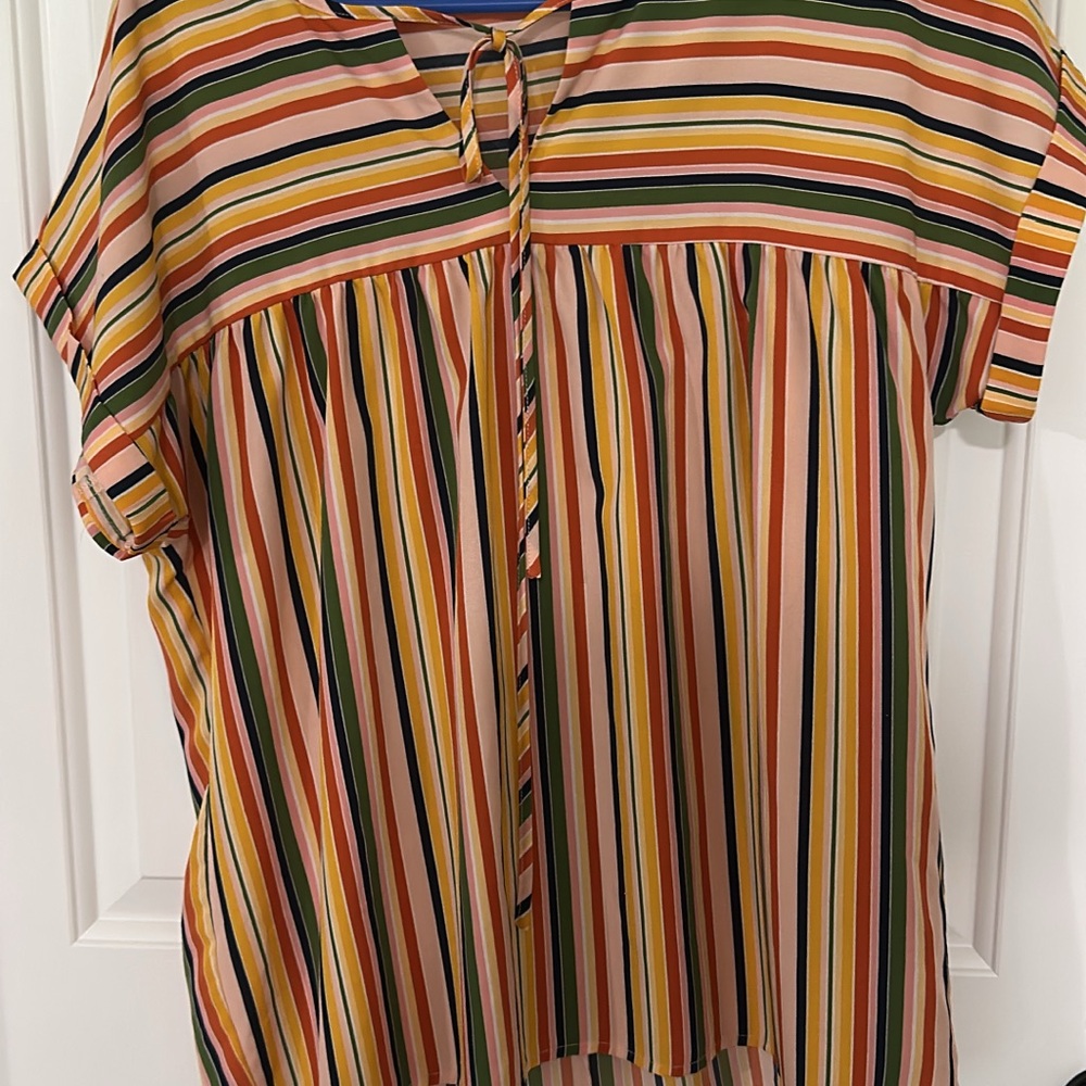 Staccato Orange Yellow Boxy Blouse with Bib Collar